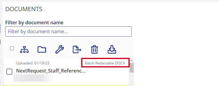 batch redactable text on document card.