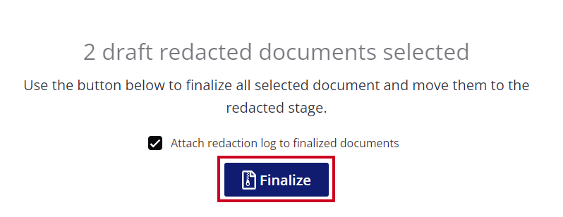 blue rectangle finalize button in document viewer.