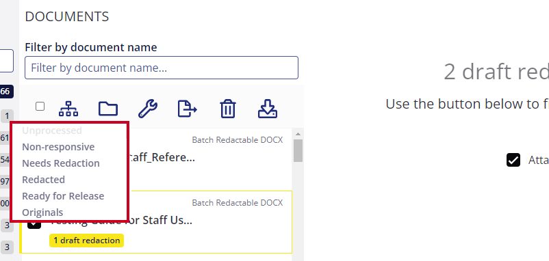 drop down menu with stage options.
