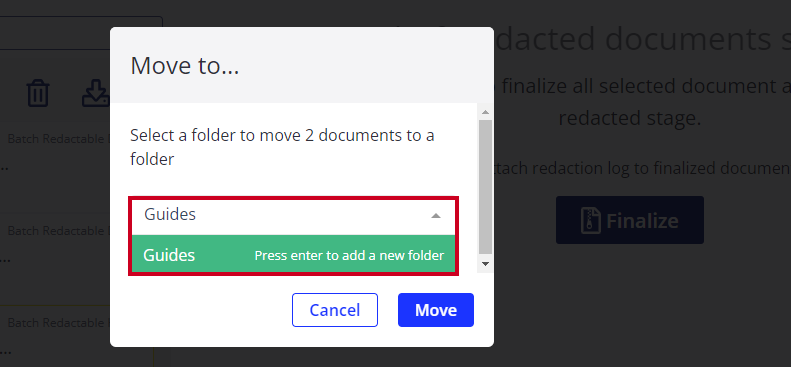folder name typed into box.