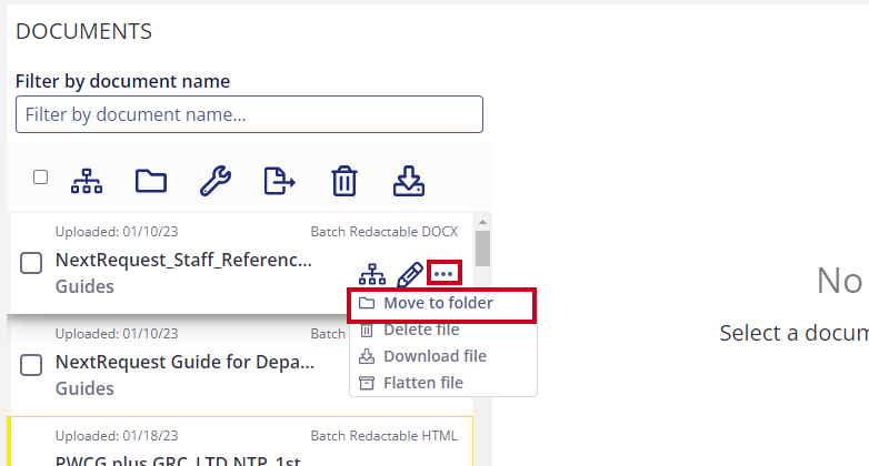 document drop-down, move to folder option.