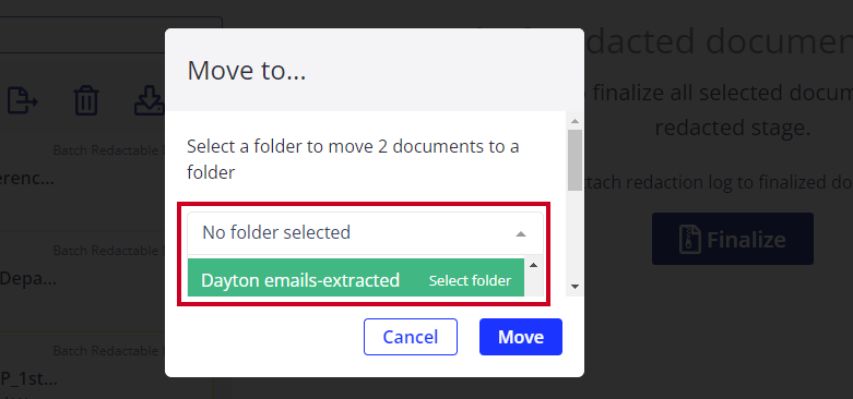 select folder from drop-down.