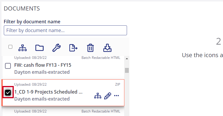 checkbox next to documents name.