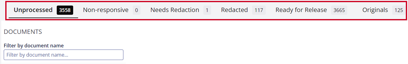 Document stages tabs at top of the screen.