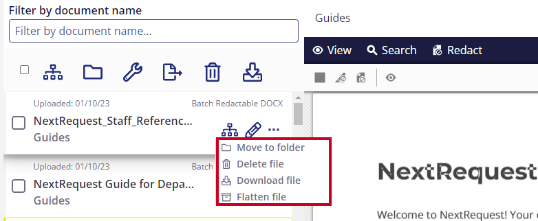 More actions drop down.