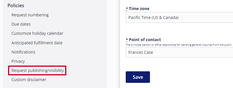 request publishing visibility link/