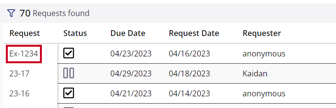 request number link.