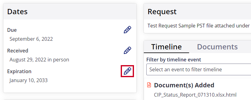 pencil icon next to Expiration header.