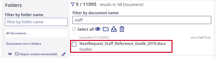 document name in list.