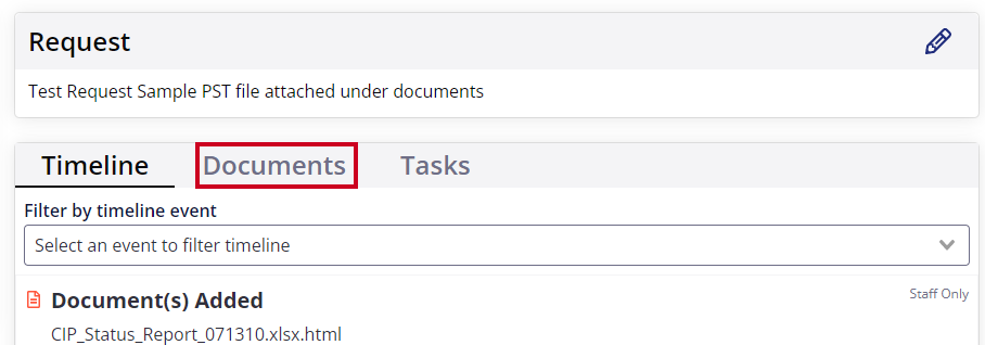 Documents tab on request.