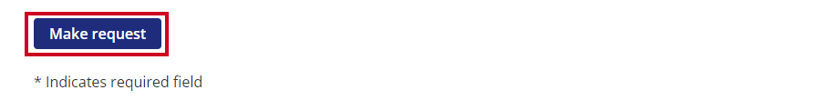 blue make request button at bottom of screen.
