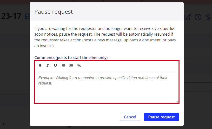 Comments box.