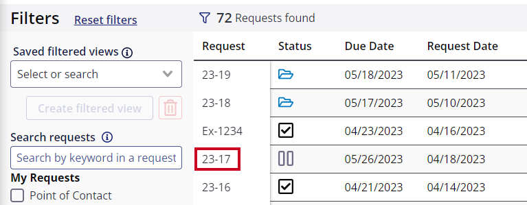 Select paused request.