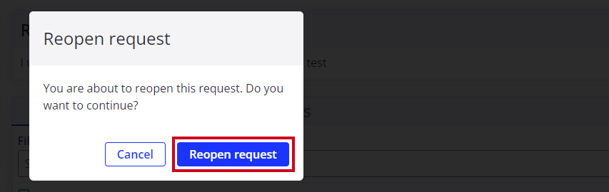 blue reopen request button
