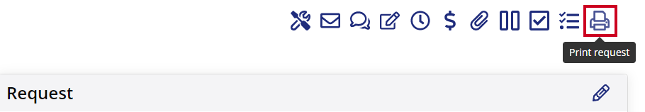 blue printer icon in top right toolbar.