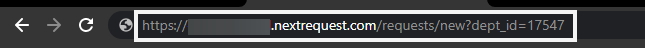 The department's new portal URL is highlighted in Google Chrome's address bar.