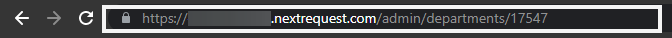 The Department page's URL is highlighted in the Google Chrome address bar.