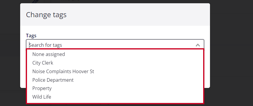 tags dropdown list.
