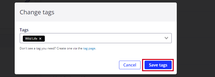 blue save tags button.
