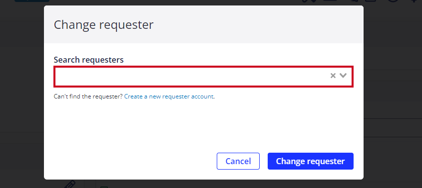 Search requesters dropdown.