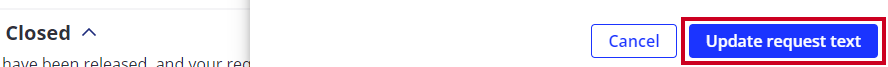 blue update request text button.