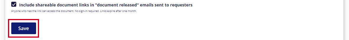 The rectangular, blue Save button is highlighted below the Notification options.