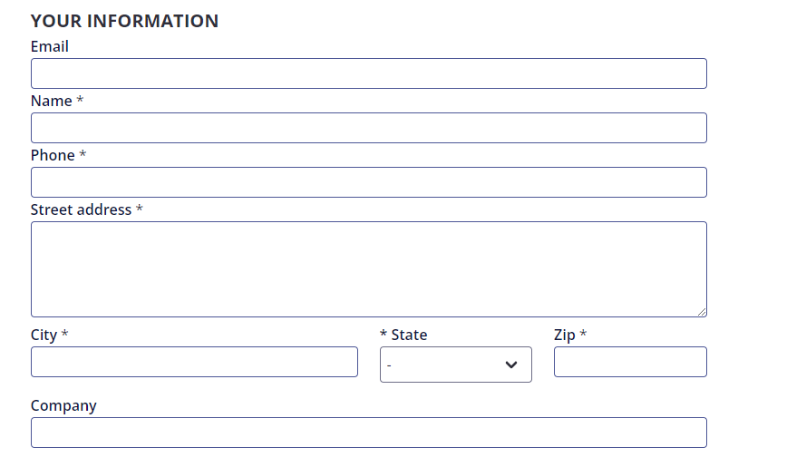 your information fields.
