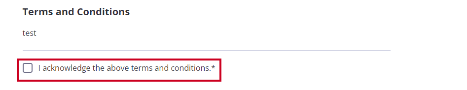 acknowledge terms and conditions checkbox.