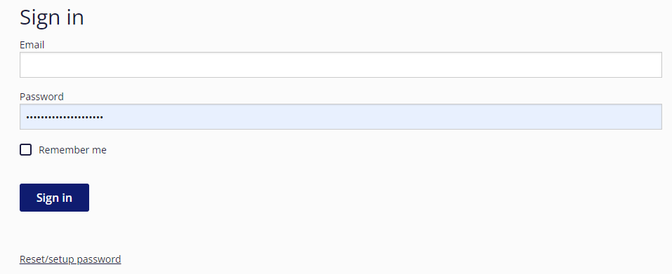 email and password fields.