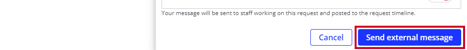 blue send external message button.