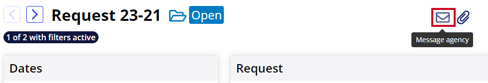 blue envelope icon above request.