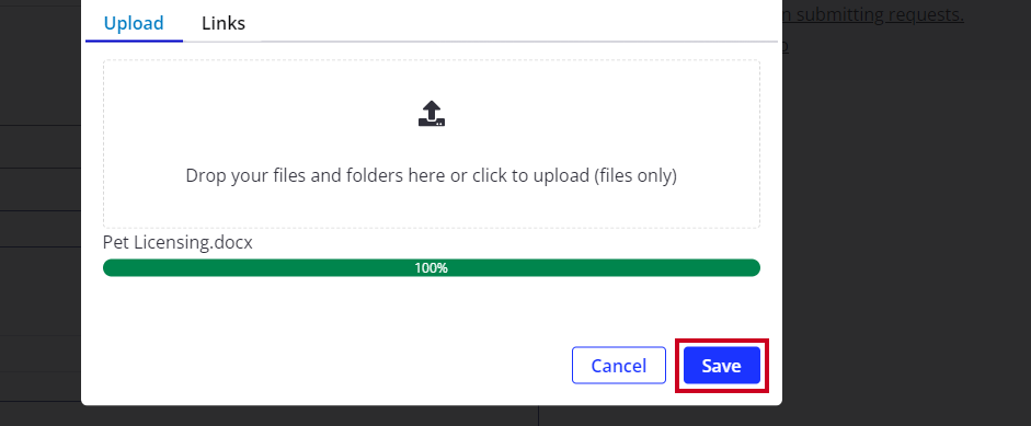 blue save button.