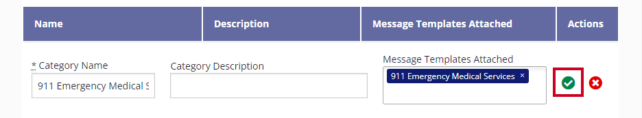 The Save button, a green circular icon with a check mark is highlighted next to the category.