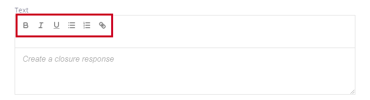 Above the text entry field, are several formatting options: 'Bold', 'Italic', 'Underline', 'Bulleted List', and 'Link'.