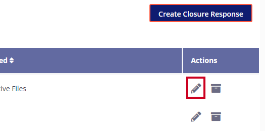 The Edit button, a pencil icon, is highlighted in the Actions column.