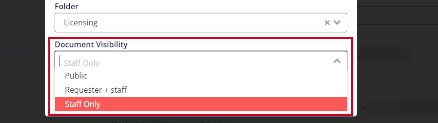 Document visibility dropdown.