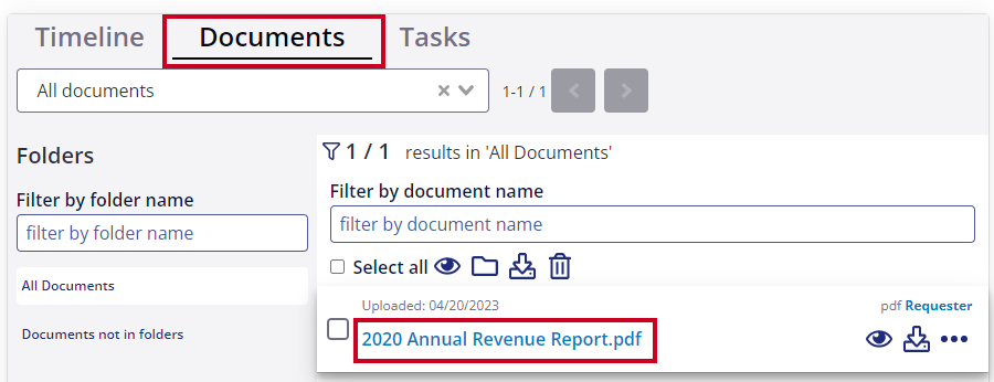 Select document link on request.