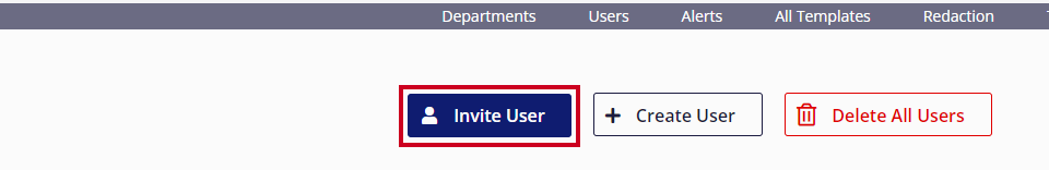 invite user blue button in top right corner.
