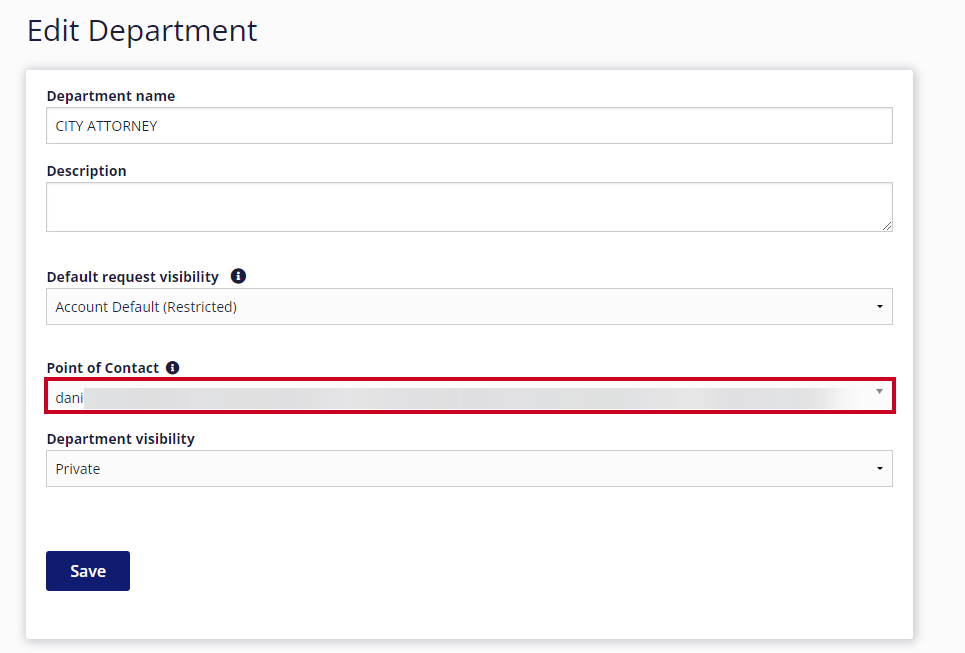 The name 'Dani' is selected in the Point of Contact drop-down menu.