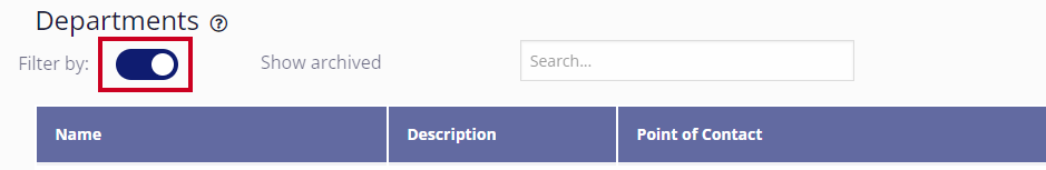 The Show archived toggle is dark blue, indicating that the filter is enabled.