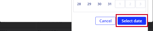 Below the calendar, the blue Select Date button is highlighted.
