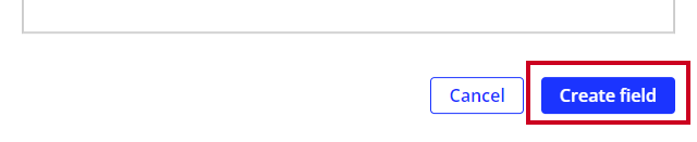 In the lower-right corner of the pop-up window, the blue Create Field button is highlighted.
