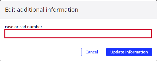 The text entry field is highlighted on the Edit Additional Information pop-up window.