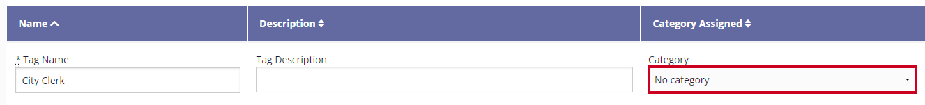The Category drop-down menu is highlighted with 'No Category' selected.