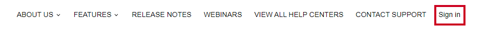 sign in link in header.