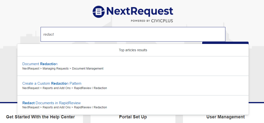 Search bar on help center home page.