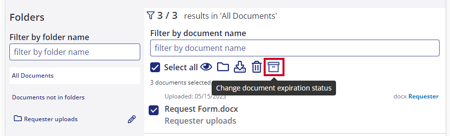 Change document expiration status.