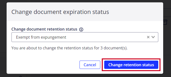 Change retention status button.