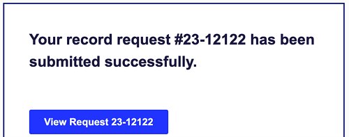 Email that says 'Your request has been submitted successfully'.