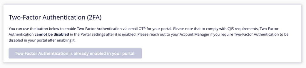 2FA Enabled note.